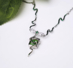 Emerald Serpent Necklace – Gothic Elven Zircon Pendant - Image 3