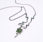 Emerald Serpent Necklace – Gothic Elven Zircon Pendant - Image 4