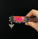 Dragon Eye Punk Leather Cuff – Handmade Gothic Butterfly Bracelet - Image 3